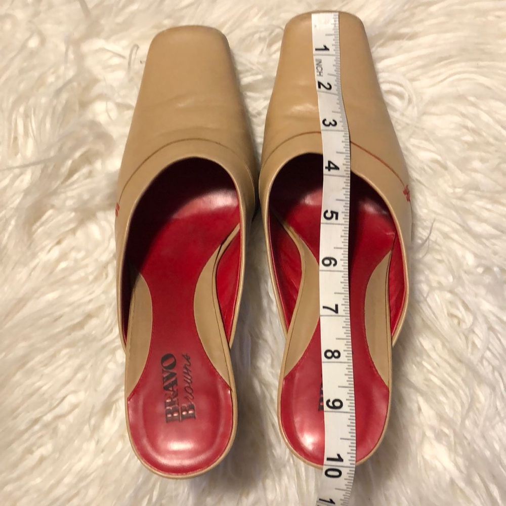 BRAVO BROWNS Tan and Red Leather Mules (LS-36) - Picture 6 of 8
